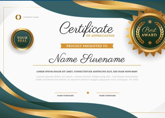 Best Award Certificate