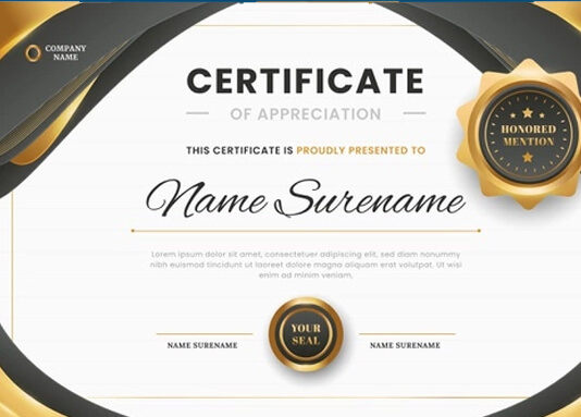 Best Award Certificate